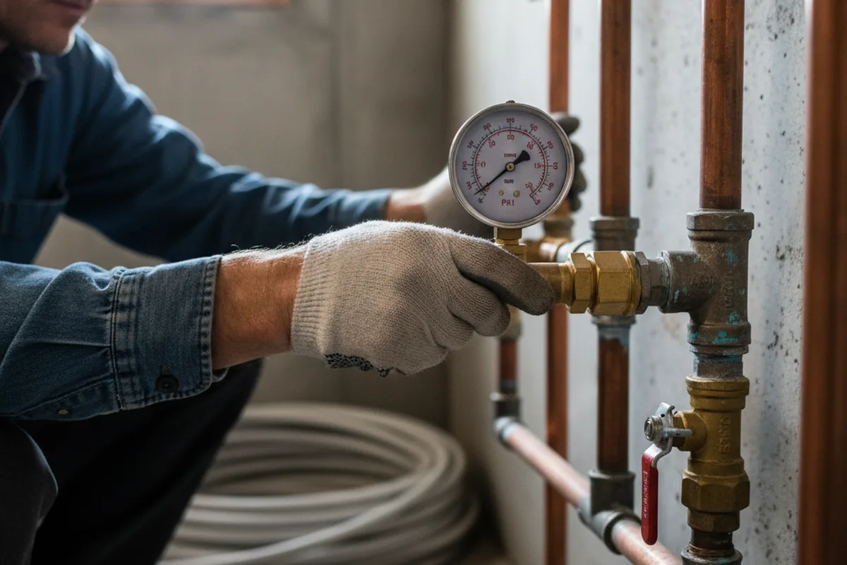 Pressure testing a repaired line during Water Line Repair in Stacyville